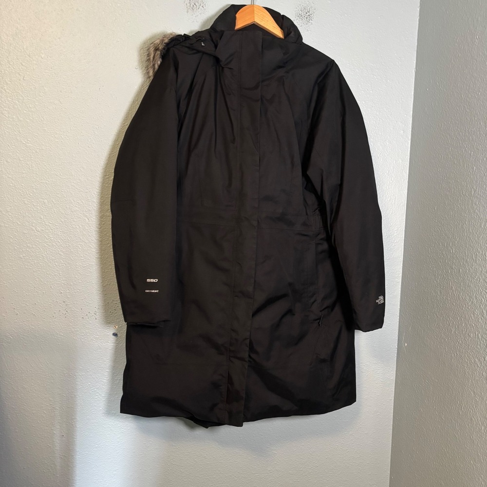 The North Face Womens Arctic Down Parka Black Faux Fur XXL 50 Dry Vent Winter - Picture 3 of 12